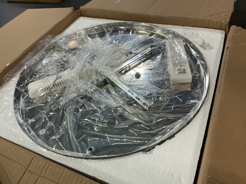 Condition photo showing As Is for modern led chandelier flush mount with remote control dimmable four rings ceiling lamp round ceiling lihgt fixture for bedroom living room dining room