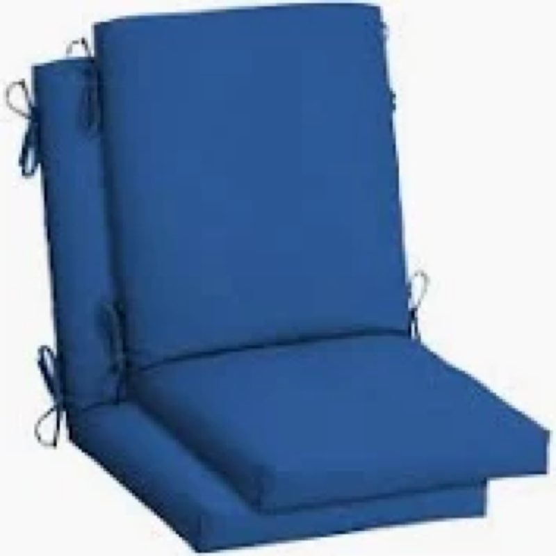 Arden Outdoor Dining Chair Cushion, 2 Pack, 20 x 20, Rain-Proof, Fade Resistant, Cobalt Blue Texture