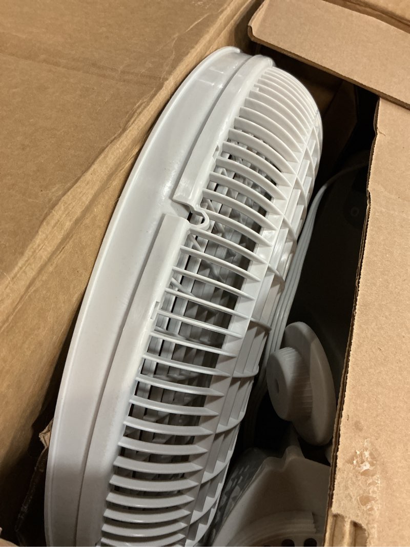 Condition photo showing As Is for Lasko 16" 3-Speed Oscillating Wall Mount Fan for Indoor Use, M16900, Light Grey 16 inch