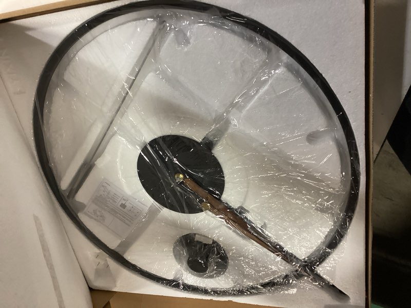 Condition photo showing Good Condition for 30.7×20 Inch Large Modern Decorative Giant Pendulum Wall Clocks,Big Classical Metal Dial Wall Clock with Walnut Pointers for Living Room,Office,Entryway,Dining Room Decor Black 30.7×20 inch