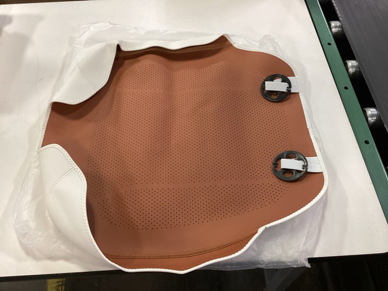 Condition photo showing As Is for Nappa Leather Car Front Seat Covers for 2025 2026 Tesla Model Y/3 Highland/Juniper Breathable Perforated All-Season Universal Bottom Seat Protectors for Tesla Accessories, 1Pack, White