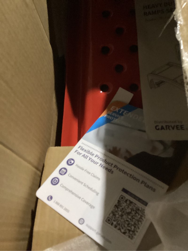 Condition photo showing New/Like New for garveetech heavy duty car ramps set 8000 lbs auto ramp solid steel ramps, pack of 2, max lift height 8 inch (red, product size 34.7" l x 11" w x 9" h) red 36"l x 13"w x 11.8"h
