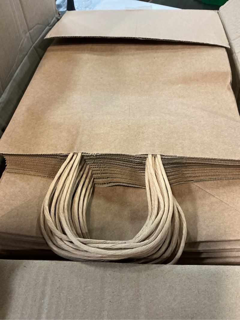Condition photo showing Good Condition for toovip 90 pack plain brown kraft paper bags with handles bulk, multiple 3 assorted sizes gift bags for favors grocery retail party birthday shopping business goody craft merchandise take out sacks