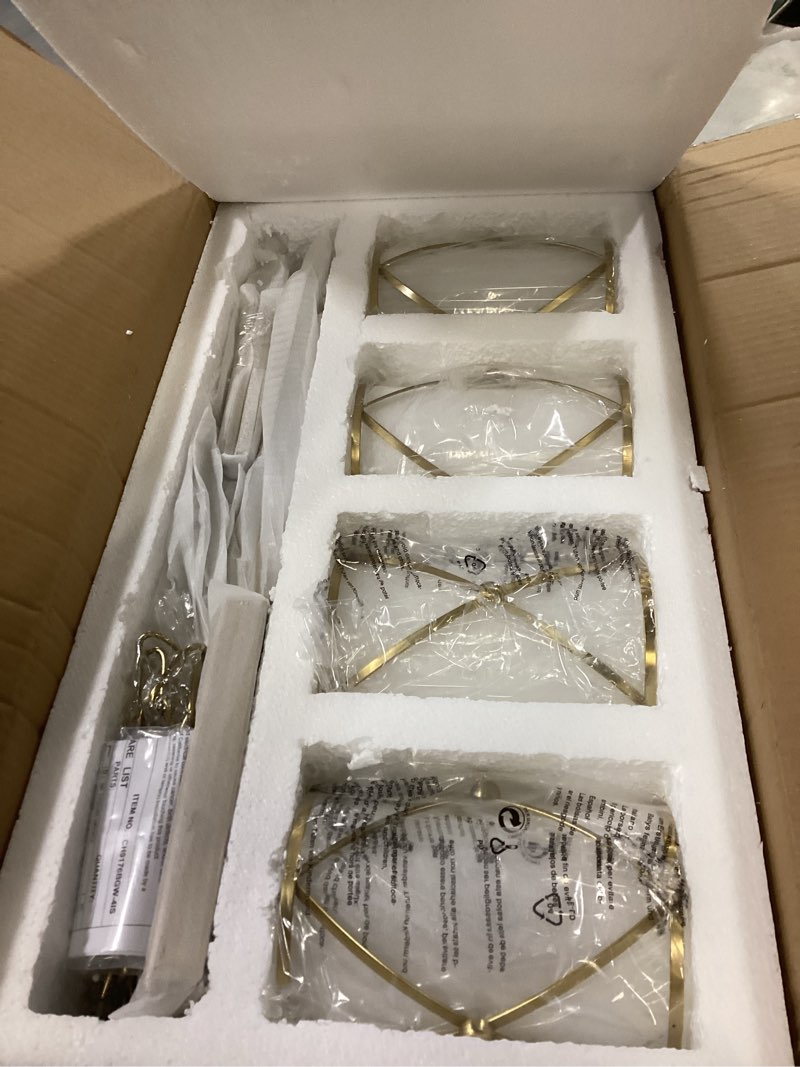 Condition photo showing New/Like New for 4-Light Kitchen Island Lighting, Brushed Gold Linear Dining Room Light Fixtures with Milk Glass, Modern Industrial Chandelier Pendant Light for Kitchen Island Dining Room, CH9176BGW-4IS Gold, Milk White Glass 4-Light, Linear