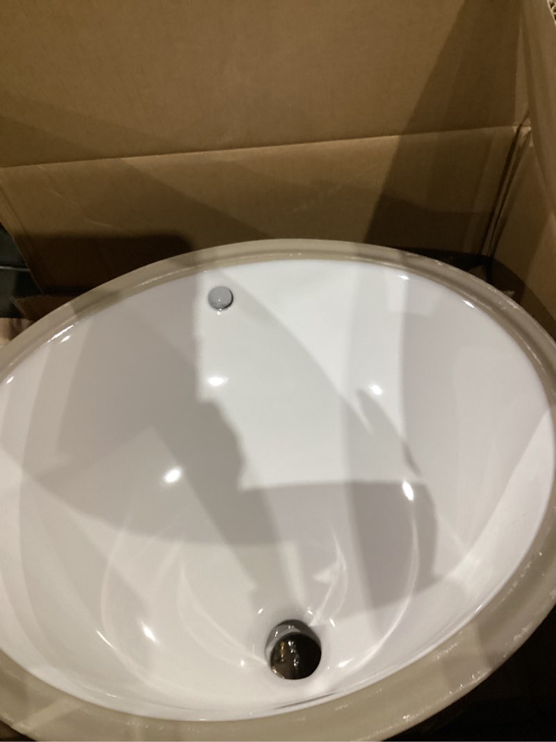 Condition photo showing Good Condition for aquasource white undermount oval bathroom sink with overflow drain (19.2-in x 16.3-in)