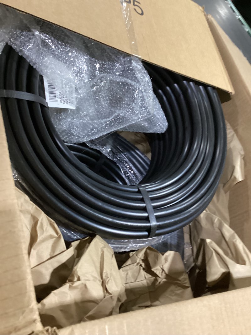 Condition photo showing As Is for raindrip 016010t 1/4-inch drip irrigation supply tubing, 100-foot., for drip irrigation, drip emitters, irrigation parts, systems, black polyethylene 1 100 ft.