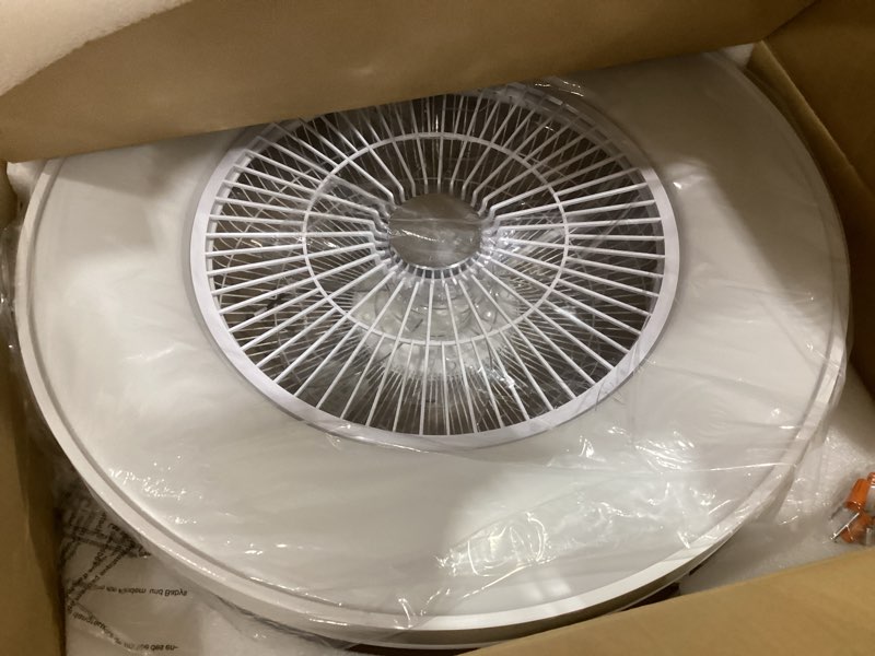 Condition photo showing Good Condition for 24" bladeless ceiling fans with lights and remote/app/voice control, low profile ceiling fan with rgb lights, enclosed flush mount ceiling fan for kid's bedroom/living room white & rgb