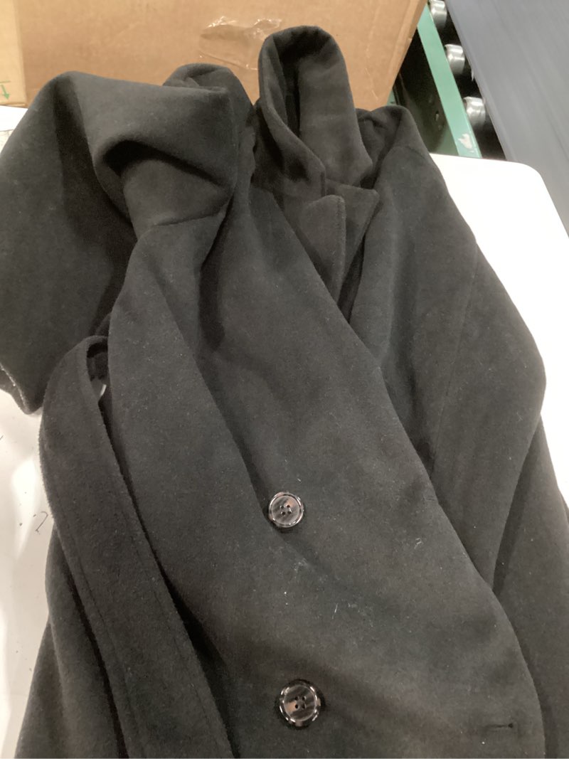 Condition photo showing Good Condition for wowulovely women's winter double breasted wool coat long sleeve notched collar trench long oversized button down overcoats black small