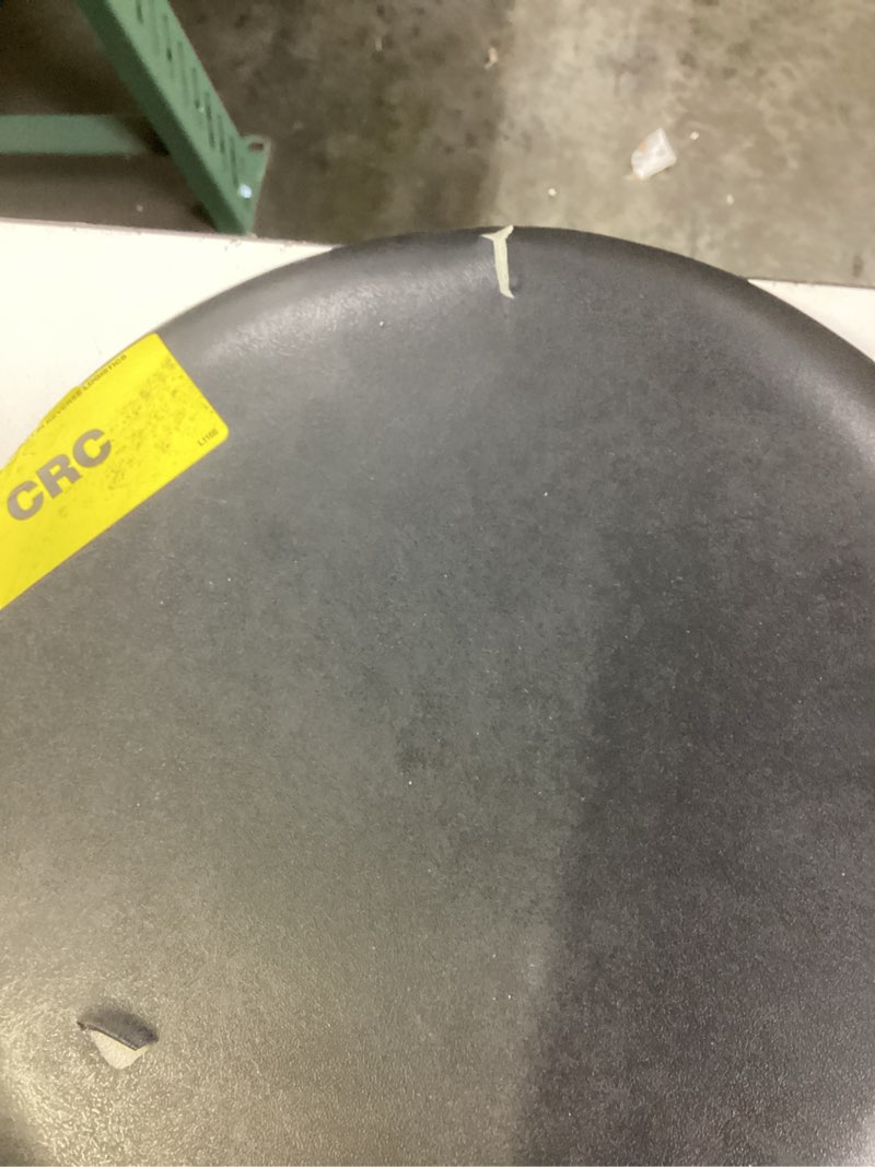 Condition photo showing As Is for vinyl padded folding stool, black