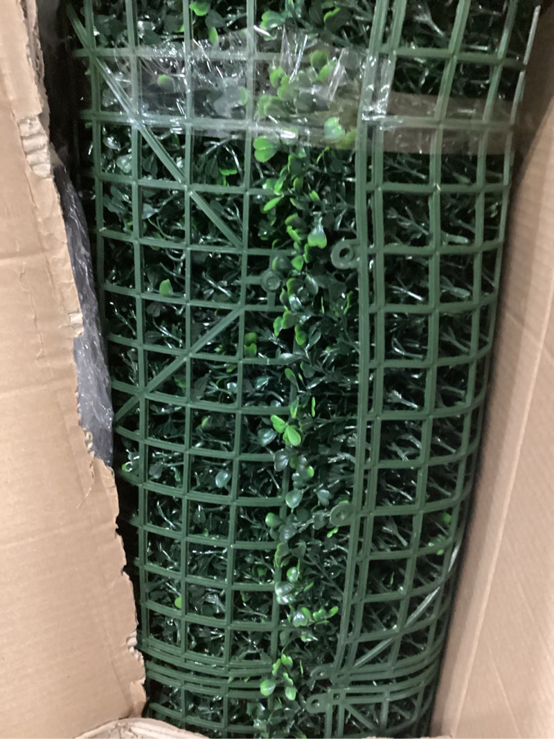 Condition photo showing Good Condition for Artificial Ivy Privacy Fence Wall Screen,60X120 in(50 sqft) UV-Anti Faux Boxwood Roll Panels Greenery Backdrop Ivy Vine Leaf Hedges Fence Panels for Indoor Outdoor Green Wall Decor