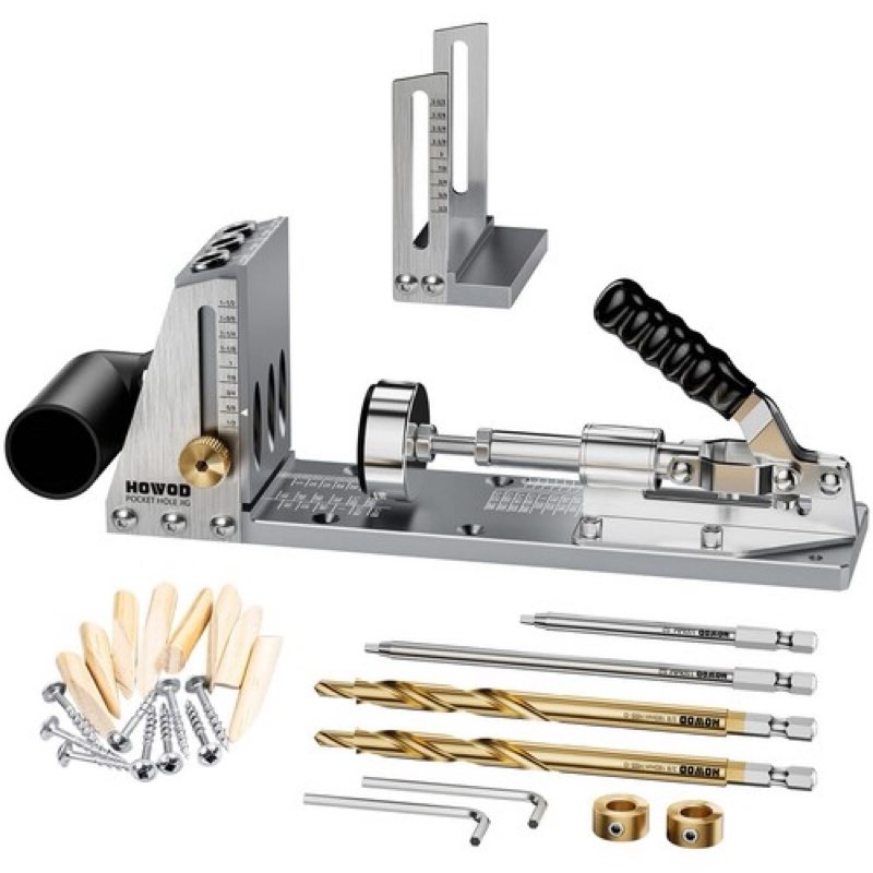 Kosmi Pocket Hole Jig Kit,Adjustable Professional and Upgraded All-Metal Pocket Screw Jig,Drill accu