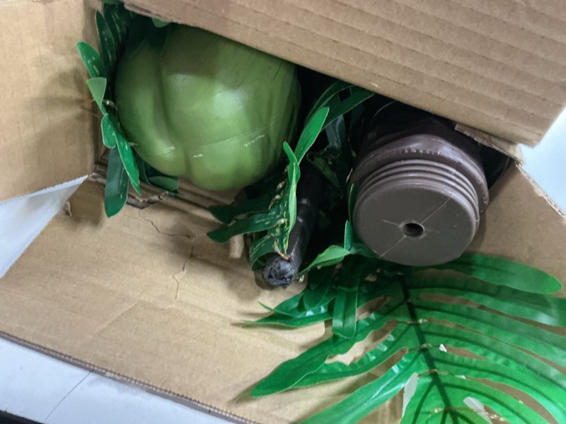 Condition photo showing As Is for 5ft led palm tree with 350pcs lights, lighted palm tree for outside patio, came with 3 glowing coconuts&dimmable 8 flashing modes&timer.