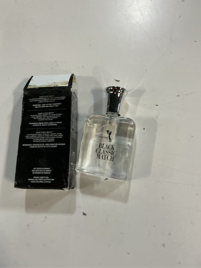 Condition photo showing As Is for parfums belcam black classic match for men eau de toilette spray  2.5 fl oz