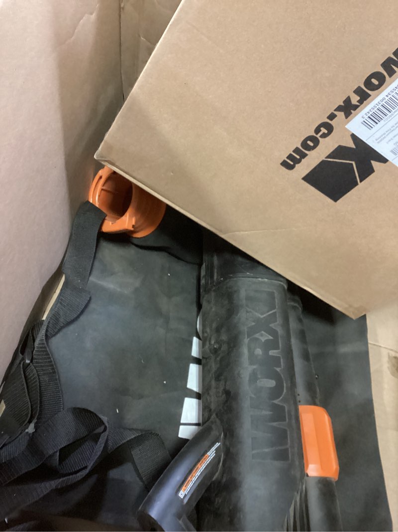 Condition photo showing As Is for WORX WG509 12 Amp Trivac, 3 in 1 Electric Leaf Blower, Leaf Vacuum & Leaf Mulcher for Lawn Care 350CFM Blower/Vac/Mulcher
