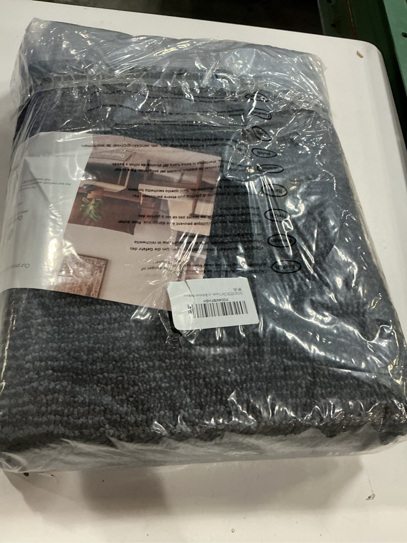 Condition photo showing New/Like New for Dirt Trapper Dog Door Mat 32" x 47" / 80cm x 120cm, Washable Kitchen Rug, Non Slip Kitchen Mat for Floor, Absorbent Indoor Entryway Rug for Laundry, Bathroom, Bedroom 32" x 47" (Semicircular) Charcoal
