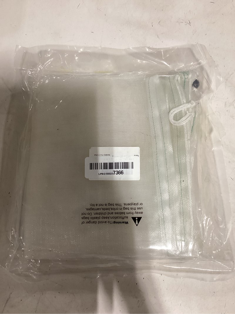 Condition photo showing Good Condition for 2 pcs large fruits tree netting cover for garden 2.6 x 3.3 ft garden insect bird barrier plant netting for tomato blueberry bush netting covers deer cicada netting cover bag with drawstring 2.6x3.3ft-2pack clear