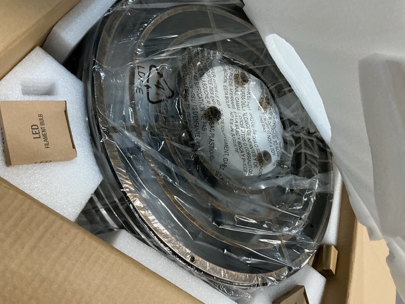 Condition photo showing Good Condition for 20'' flush-mount smart ceiling fan with dimmable-light and memory remote app/alexa control, reversible-motor, perfect for bedroom, kitchen, low-profile bronze design cage bronze-round 20"