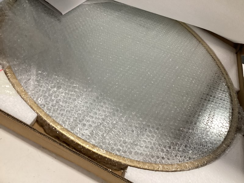 Condition photo showing Good Condition for gold round mirror, 24 inch round bathroom mirror, gold circle mirror for bathroom, wall decor for living room, entry way, bedroom, metal framed gold 24"l x 24"w