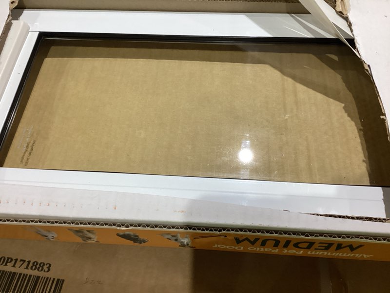 Condition photo showing As Is for ideal pet glass pet door  aluminum  77.6 in. h x 11.5 in. w