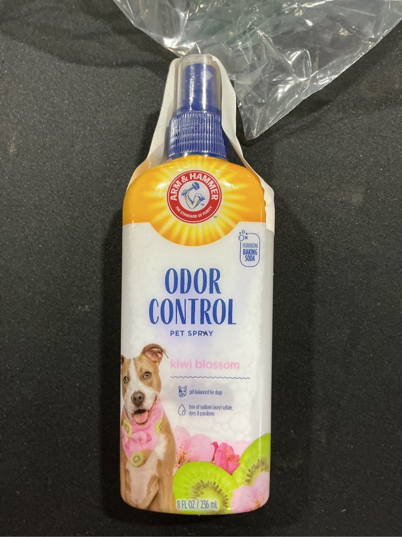 Condition photo showing As Is for Arm & Hammer for Pets Super Deodorizing Spray for Dogs | Best Odor Eliminating Spray for All Dogs & Puppies | Fresh Kiwi Blossom Scent That Smells Great, 8 Ounces Kiwi Blossom 8 Fl Oz (Pack of 1)