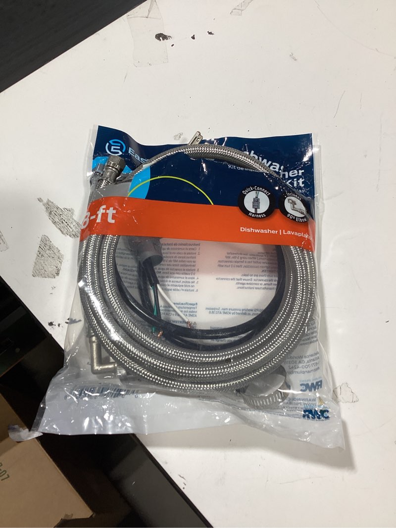 Condition photo showing Good Condition for eastman 8-ft 3/8-in compression inlet x 3/4-in hose thread outlet braided stainless steel dishwasher connector