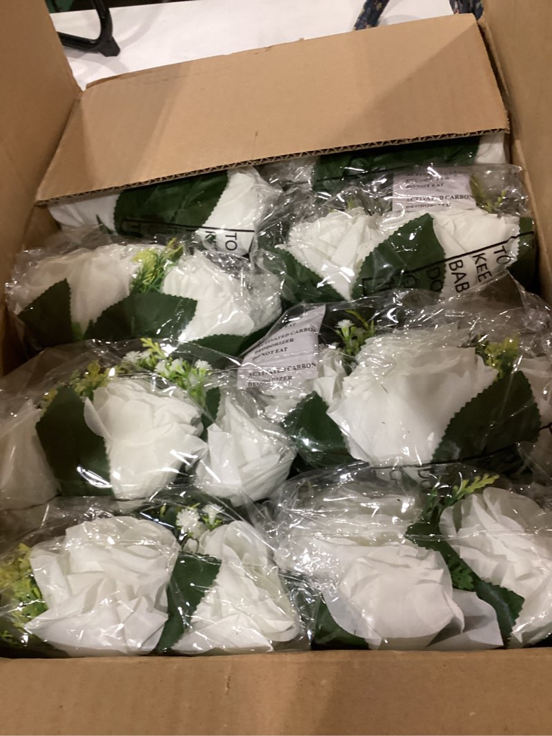Condition photo showing New/Like New for nuptio white flower centerpieces for tables: 10 pcs artificial flower ball arrangement for wedding party - 9.5 inch diameter fake floral rose for bridal shower decorations 10 pcs white