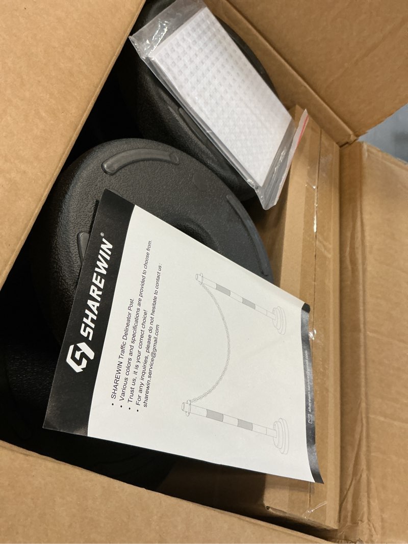 Condition photo showing Good Condition for SHAREWIN 35" Traffic Safety Cones with Heavy Base, Reflective Stripes & 5FT Link Chain – Delineator Stanchions Posts for Parking Spaces, Driver Training, Event Barriers, Roadway, Construction 8 Pack 8Pcs Black