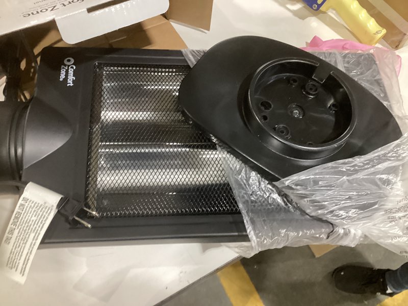 comfort zone oscillating portable space heater, flat panel, halogen, infrared, electric, adjustable tilt, overheat sensor, stay-cool, & tip-over switch, ideal for home, bedroom, & office, 800w, czhtv9