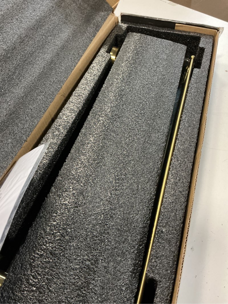 Condition photo showing Good Condition for 20 inches glass shelves for bathroom, brushed gold floating glass shelf stainless steel tempered glass bathroom shelves for wall mount modern brushed gold 20"with railing