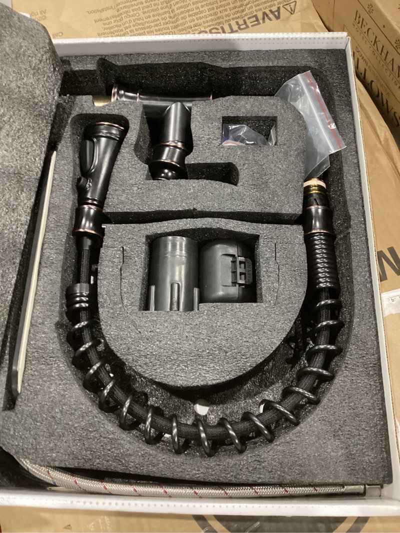 Condition photo showing Good Condition for BWE Kitchen Sink Faucet with Deck Plate Single Handle Lever with Pull Down Sprayer Spring 3 Function Kitchen Faucet High Arc Farmhouse Commercial Bar Kitchen Faucets Oil Rubbed Bronze Kitchen Sink Faucet Oil Rubbed Bronze