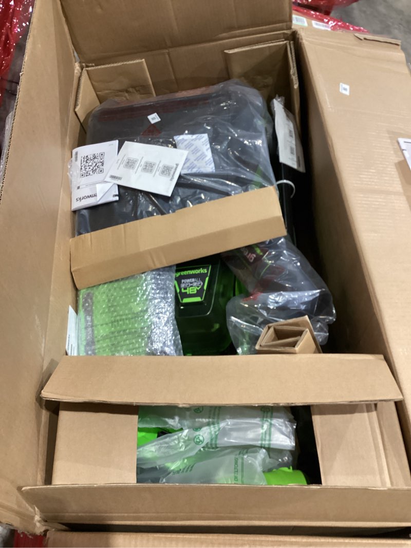 Condition photo showing Good Condition for greenworks 48v (24v x 2) 17" brushless mower+12" string trimmer +320cfm blower,(2) 4.0ah batteries and 2a dual port charger 17" brushless lawn mower with trimmer & blower