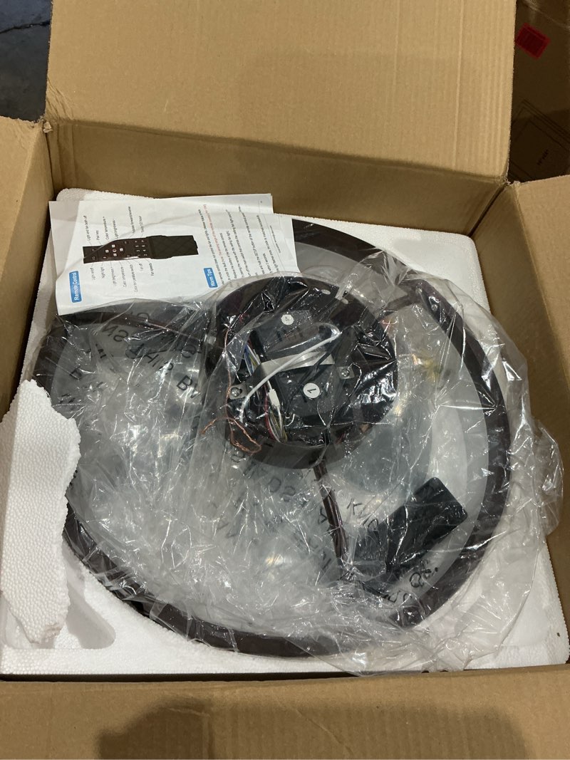 Condition photo showing Good Condition for volisun low profile ceiling fans with lights and remote,15.7in modern ceiling fan flush mount, 3000k-6500k dimmable bladeless led fan light,brown fandelier ceiling fans with lights for bedroom brown 15.7 inch