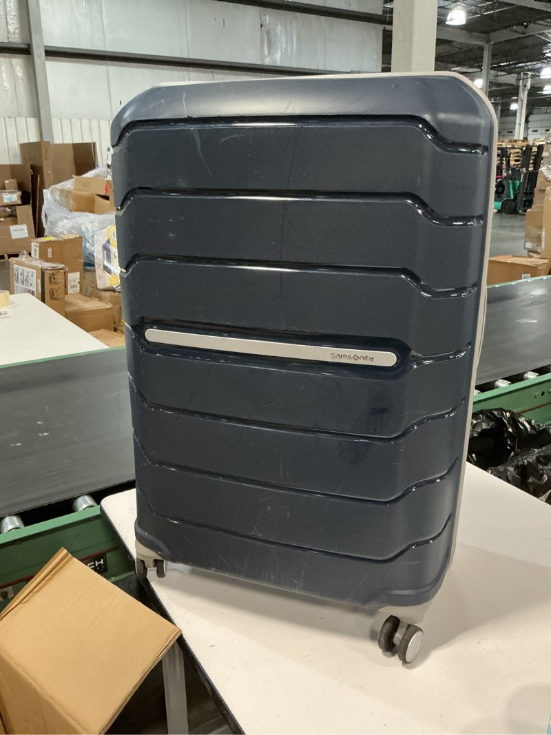 Condition photo showing As Is for Samsonite Freeform 2-Piece Luggage Set - Carry-On & Large Checked Luggage with Dual Spinner Wheels - Durable Polypropylene Hardshell - TSA Lock, Airline-Approved - Expandable Hard Shell - Navy 2-Piece Set (Carry-on/Large) Navy