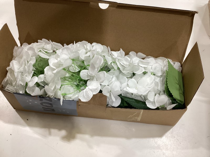 Condition photo showing Good Condition for agirl 3 bundles white artificial hydrangea flowers for outdoors, uv resistant lifelike faux flowers for spring indoor outdoor garden patio porch balcony home decoration wedding party centerpieces pure white 3