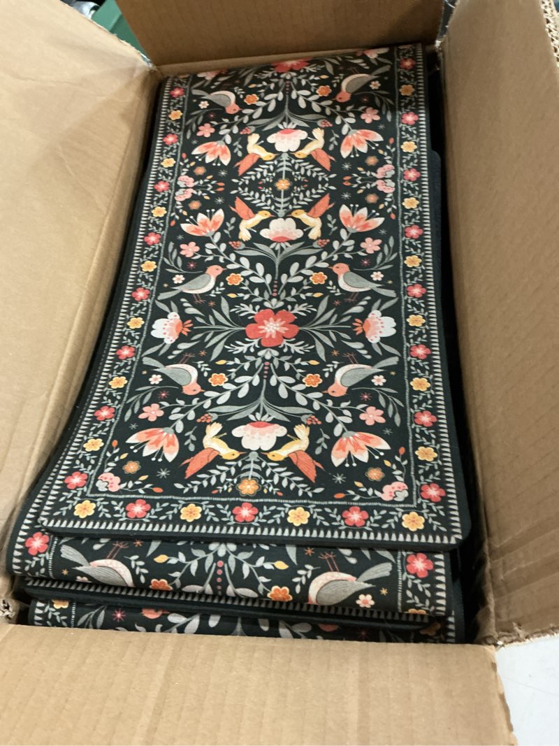 Condition photo showing Good Condition for ojia floral stair treads non-slip stair runner for wooden steps indoor 15pcs 30"x8" carpet stair treads stair mats staircase step treads for kids, elders and dogs, stair covers, black 15pcs black-bird 15