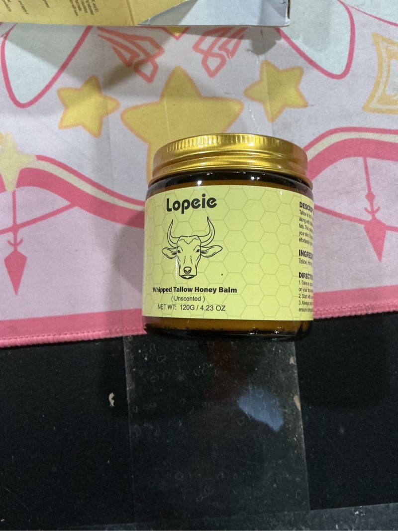 Condition photo showing Good Condition for Beef Tallow for Skin - Organic Grass Fed Whipped Moisturizer with Honey Balm, Natural Hydrating Cream for Face & Body, Relief for Dry & Sensitive Skin (4.23oz, Unscented)