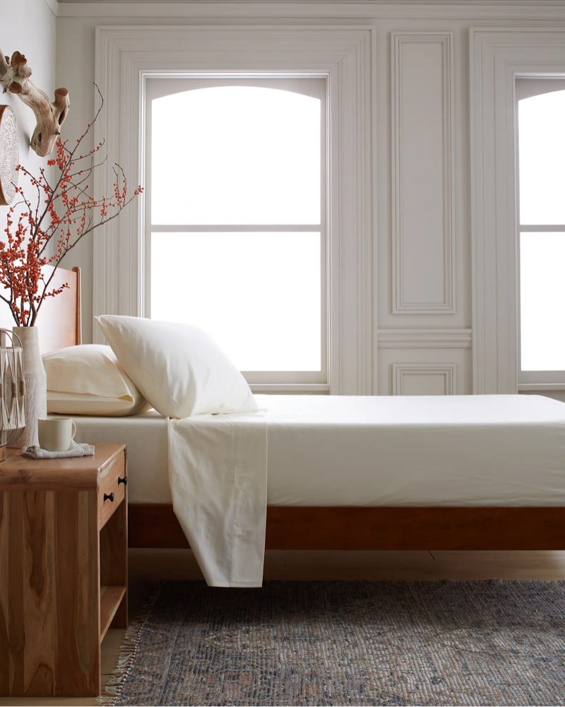 quince organic brushed cotton sheet set of 3 standard/ivory