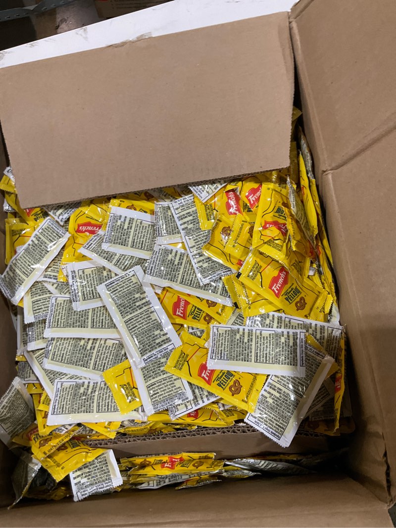 Condition photo showing As Is for 1500 single serve packets of mustard