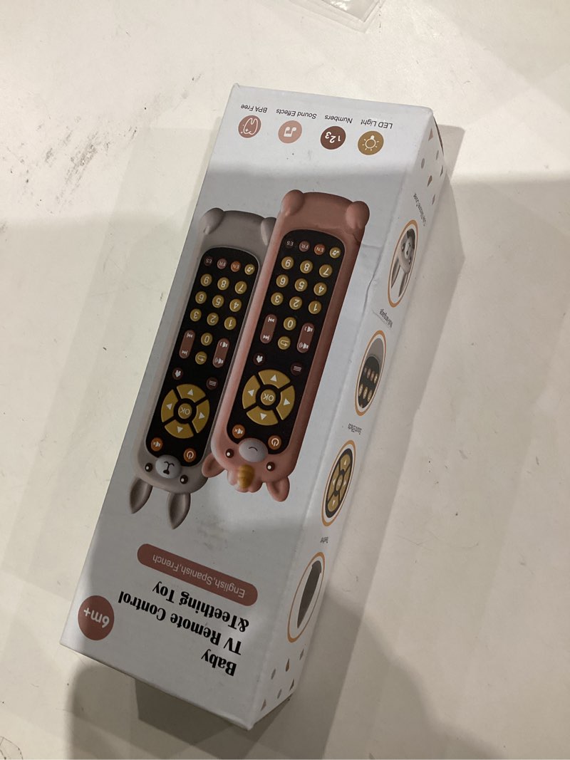 Condition photo showing New/Like New for Nueplay Baby TV Remote Control Toy with Silicone Teether Cover, Toddler Realistic Controller, Early Number Learning in 3 Languages (English, Spanish & French), Preschool Girls Toys 6, 12, 18 Months Silicone Cover+black Remote