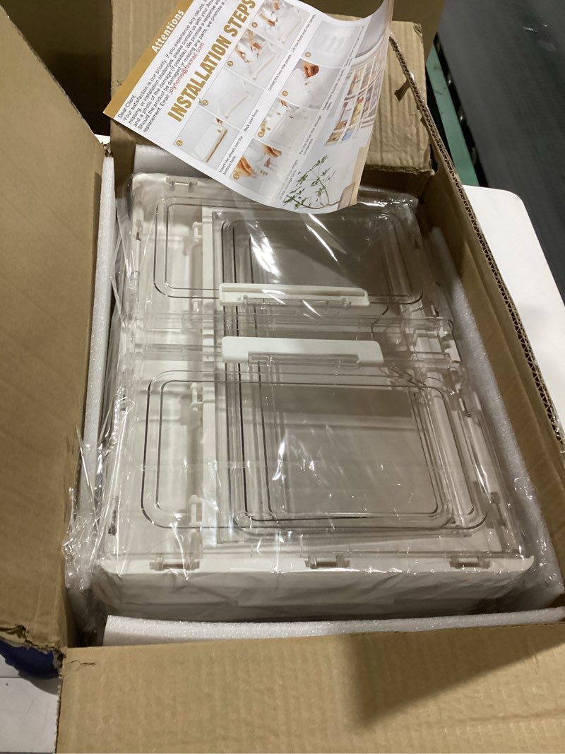 Condition photo showing New/Like New for 92 QT / 23 Gal Foldable Storage Cabinet - Clear Front & Back Doors with Triple Security Latches, One-Pull Assembly, Grade Organizer for Tools/Toys/Supplies 12x15x10 in 5-Tier