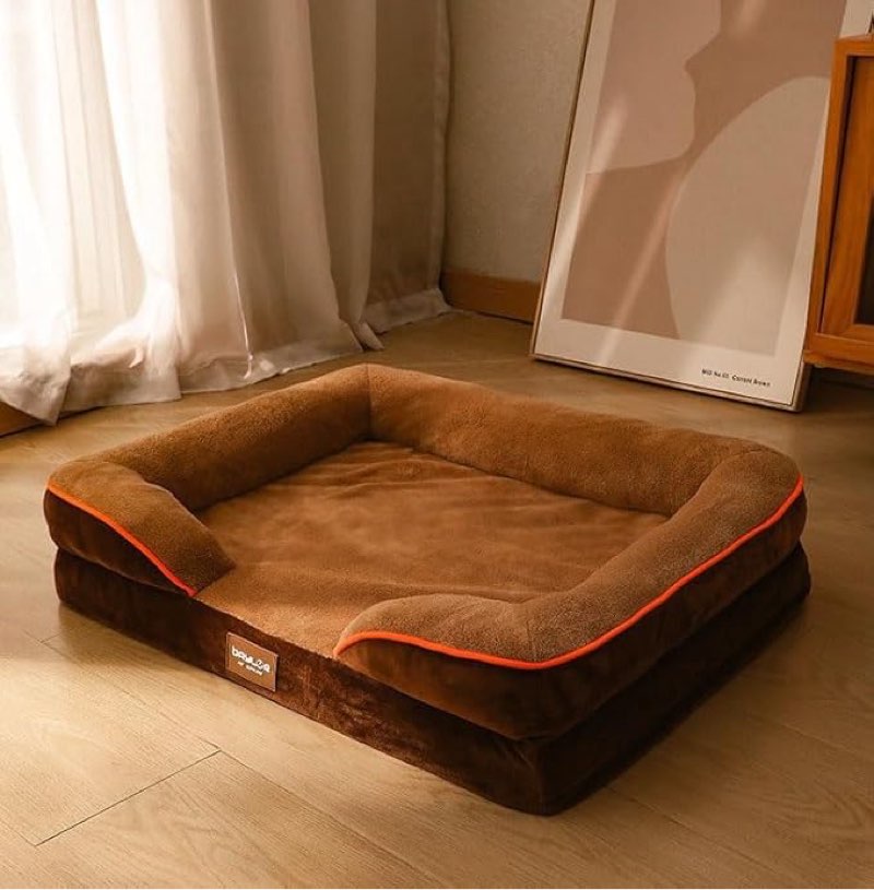Large Dog Bed, Extra Large Dog Bed, Pet Bed with Non-Salid Bottom and Washable Dog Bedspread (White 130 x 105 cm)