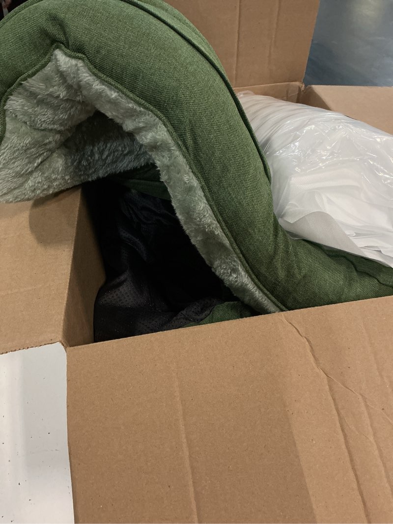 Condition photo showing Good Condition for eheyciga orthopedic dog bed for large sized dog, 36x27 inch large memory foam dog couch bed with sides, waterproof liner & washable removable cover, bolster pet sofa, green green 36x27x7