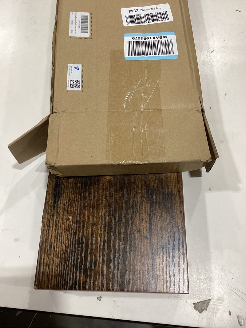 Condition photo showing Good Condition for BAYKA Floating Shelves, 22.5 inches Rustic Wood Wall Shelves for Bathroom?Bedroom, Living Room, Kitchen & Book, Hanging Display Decor Organization Shelf with 22 lbs Capacity (Rustic Brown) B. Rustic Brown - Americana Farmhouse Style 22.5inches