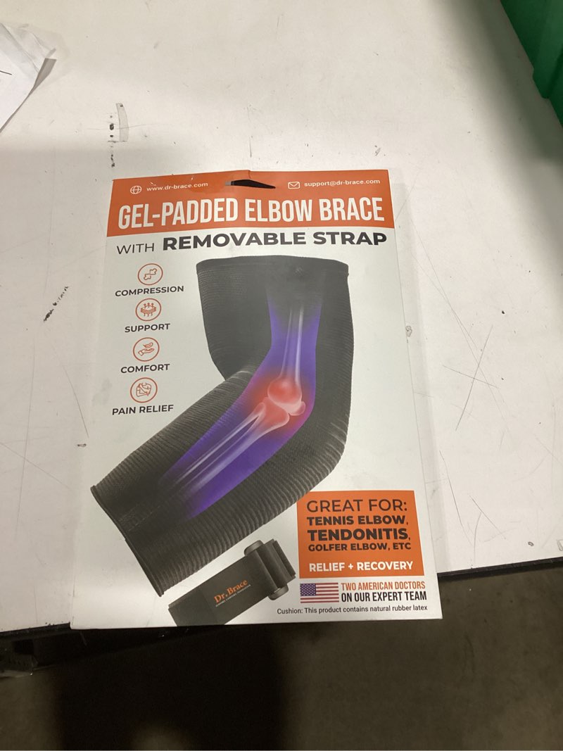 Condition photo showing Good Condition for DR. BRACE® Elite Elbow Brace Support, Breathable Elbow Compression Sleeve with Gel Pad for Golfer's, Tennis Elbow & Tendonitis Treatment & Pain Relief 2024 (Black, Medium) Black Medium