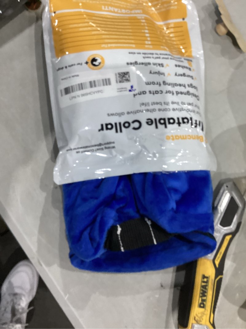 Condition photo showing Good Condition for bencmate inflatable dog cone collar alternative, soft dog cone for small medium large dogs and cats, neck recovery ecollar donut collar after surgery (large, blue) blue large [neck:14"-18"]