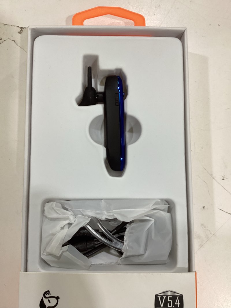 Condition photo showing Good Condition for bluetooth headset, v5.3 wireless handsfree earpiece with noise cancelling mic, 33 hours talking time, single ear headset compatible with iphone android cell phones for driving business?blue?