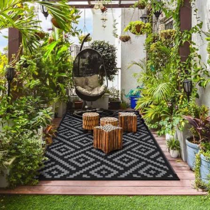 genimo outdoor rug, a reversible 6'x9' waterproof mat