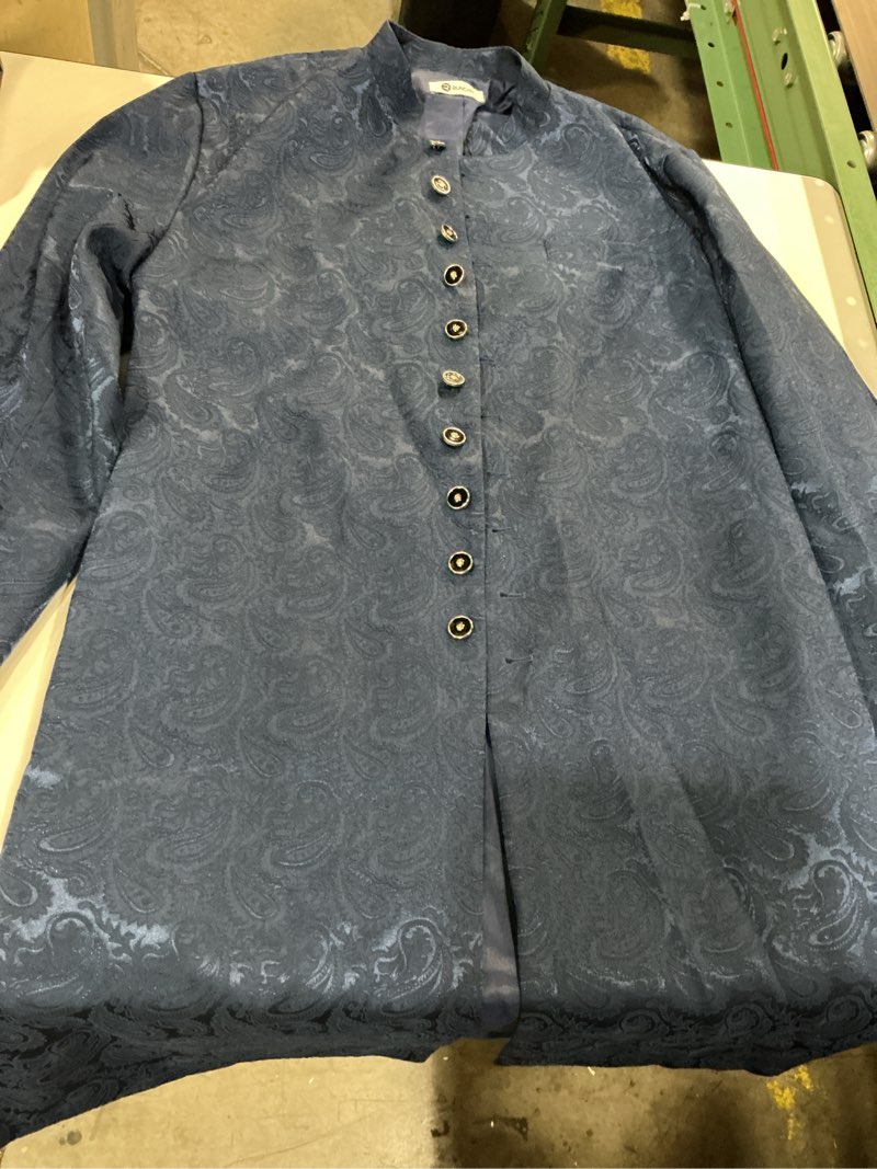 Condition photo showing Good Condition for runcati mens kurta sherwani coats kaftan indian ethnic royal suits mandarin collar wedding festive party blazer large navy