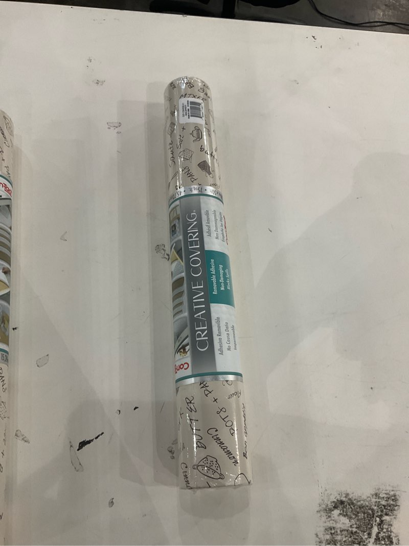 Condition photo showing New/Like New for Con-Tact Brand Creative Covering, Self-Adhesive Shelf Liner, Multi-Purpose Vinyl Roll, Easy to Use and Apply, 18'' x 50', Bon Appetit Bon Appetit 2.4"W x 18"L