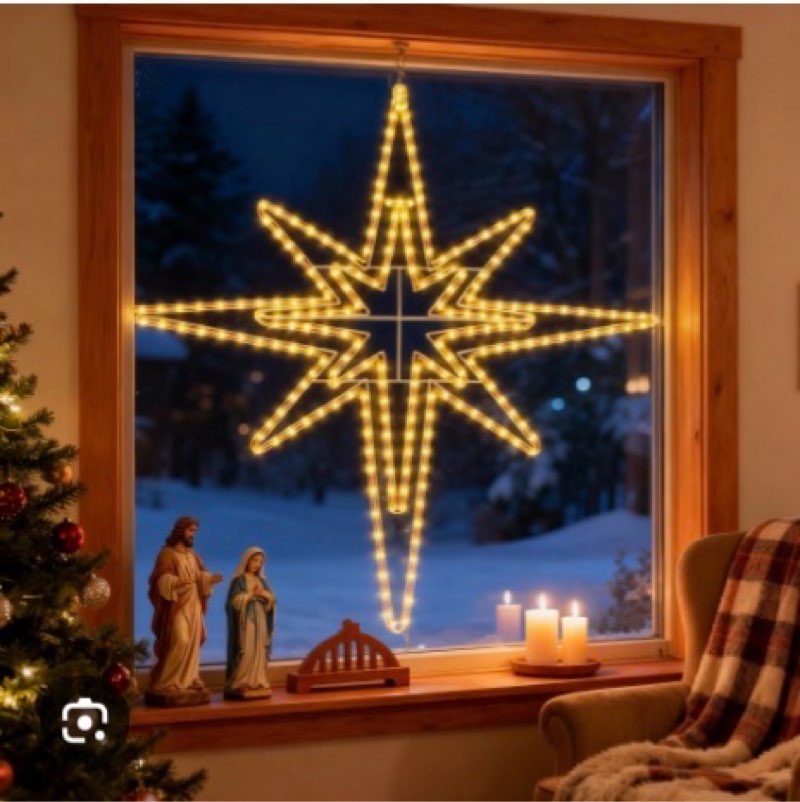 Rossesay Outdoor Christmas Star of Bethlehem Large LED Star Window Plug Operated Lighted for Xmas Wa